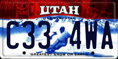 UT license plate C334WA