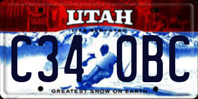 UT license plate C340BC