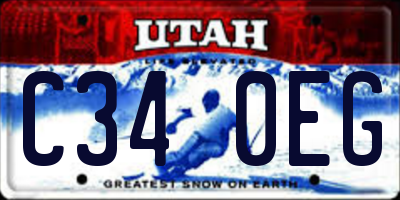 UT license plate C340EG