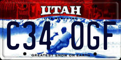 UT license plate C340GF