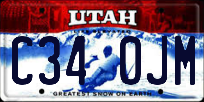 UT license plate C340JM