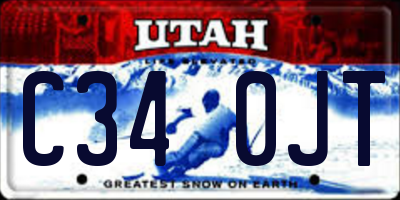 UT license plate C340JT