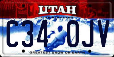 UT license plate C340JV