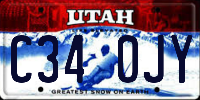 UT license plate C340JY