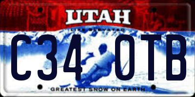 UT license plate C340TB