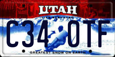 UT license plate C340TF