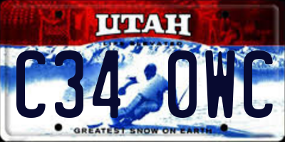 UT license plate C340WC