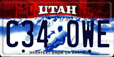 UT license plate C340WE