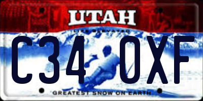 UT license plate C340XF
