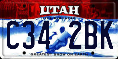 UT license plate C342BK