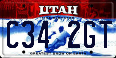 UT license plate C342GT