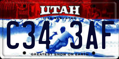 UT license plate C343AF
