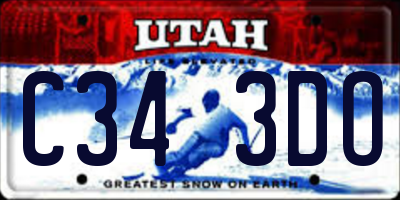 UT license plate C343DO