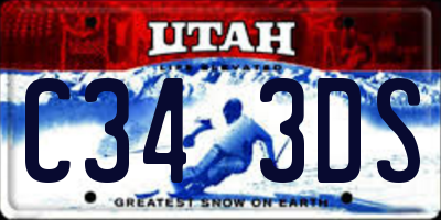 UT license plate C343DS