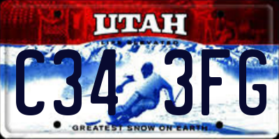 UT license plate C343FG