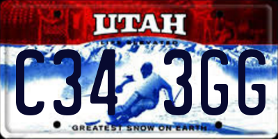 UT license plate C343GG