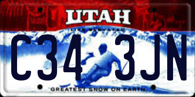 UT license plate C343JN