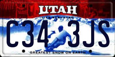 UT license plate C343JS