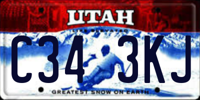 UT license plate C343KJ