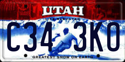 UT license plate C343KO