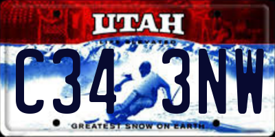 UT license plate C343NW