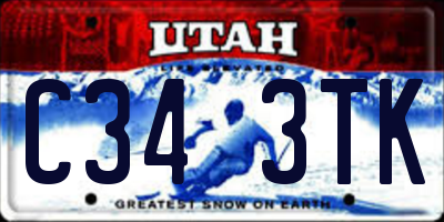 UT license plate C343TK