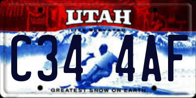 UT license plate C344AF