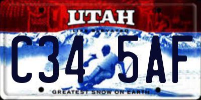 UT license plate C345AF