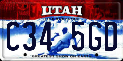 UT license plate C345GD