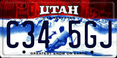 UT license plate C345GJ