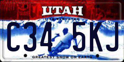 UT license plate C345KJ