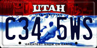 UT license plate C345WS
