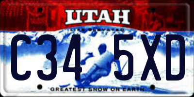UT license plate C345XD