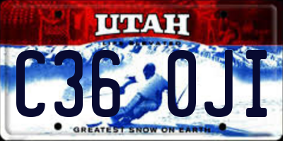 UT license plate C360JI