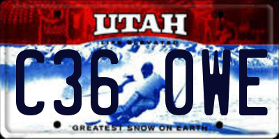 UT license plate C360WE