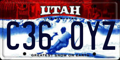 UT license plate C360YZ