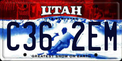 UT license plate C362EM
