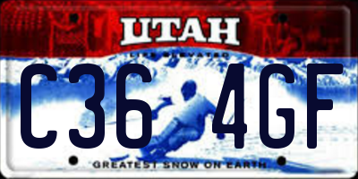 UT license plate C364GF