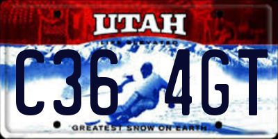 UT license plate C364GT
