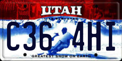 UT license plate C364HI