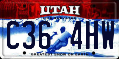 UT license plate C364HW