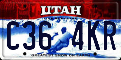 UT license plate C364KR