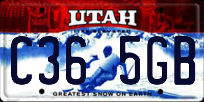 UT license plate C365GB