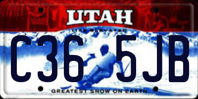 UT license plate C365JB