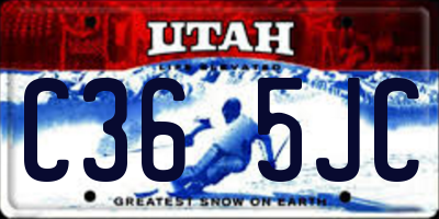 UT license plate C365JC