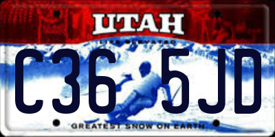 UT license plate C365JD