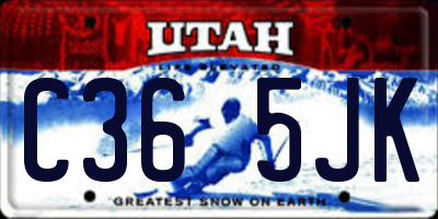 UT license plate C365JK