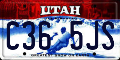 UT license plate C365JS