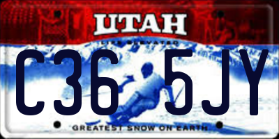 UT license plate C365JY