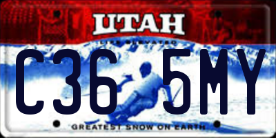 UT license plate C365MY